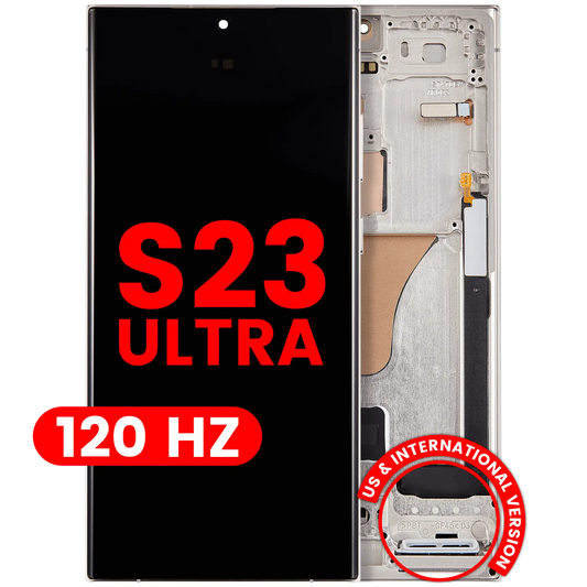 OLED Assembly With Frame For Samsung Galaxy S23 Ultra (US & International) (Aftermarket Plus) (120Hz) (Cream)