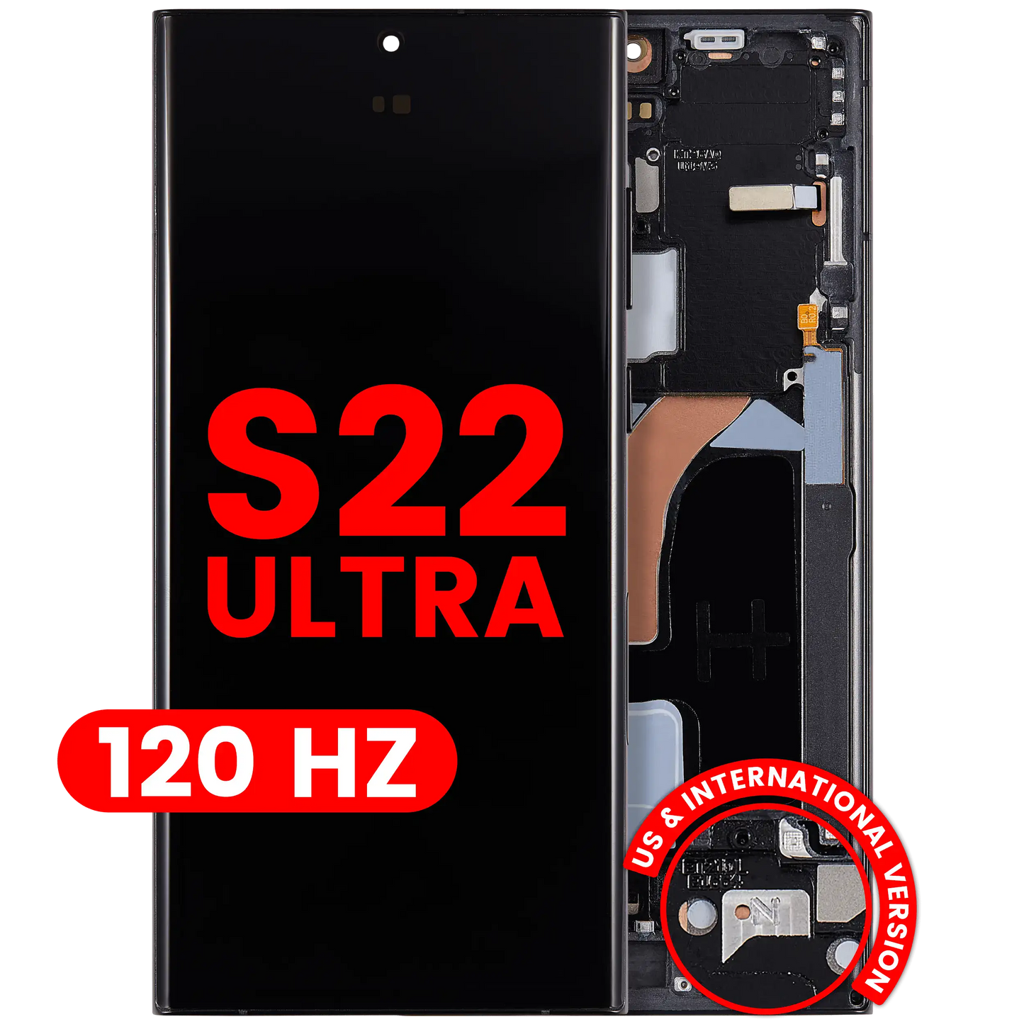 OLED Assembly With Frame For Samsung Galaxy S22 Ultra 5G (US & International Version) (Aftermarket Plus) (120Hz) (Graphite / Sky Blue / Red)