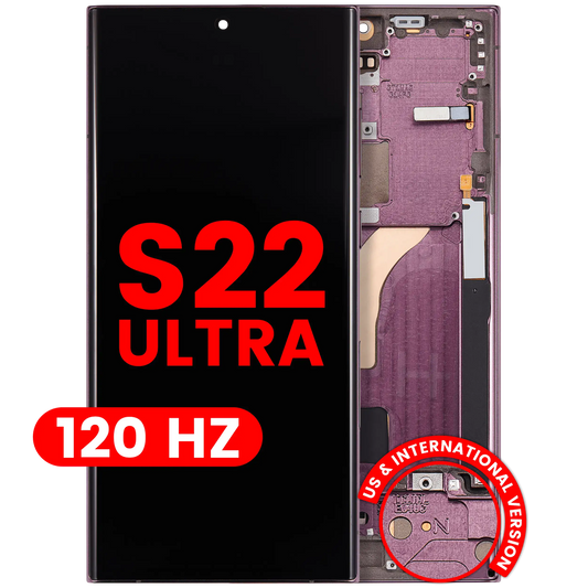 OLED Assembly With Frame For Samsung Galaxy S22 Ultra 5G (US & International Version) (Aftermarket Plus) (120Hz) (Burgundy)