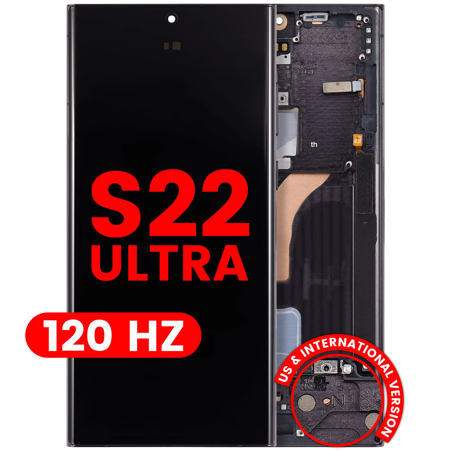 OLED Assembly With Frame For Samsung Galaxy S22 Ultra 5G (US & International Version) (Aftermarket Plus) (120Hz) (Phantom Black)