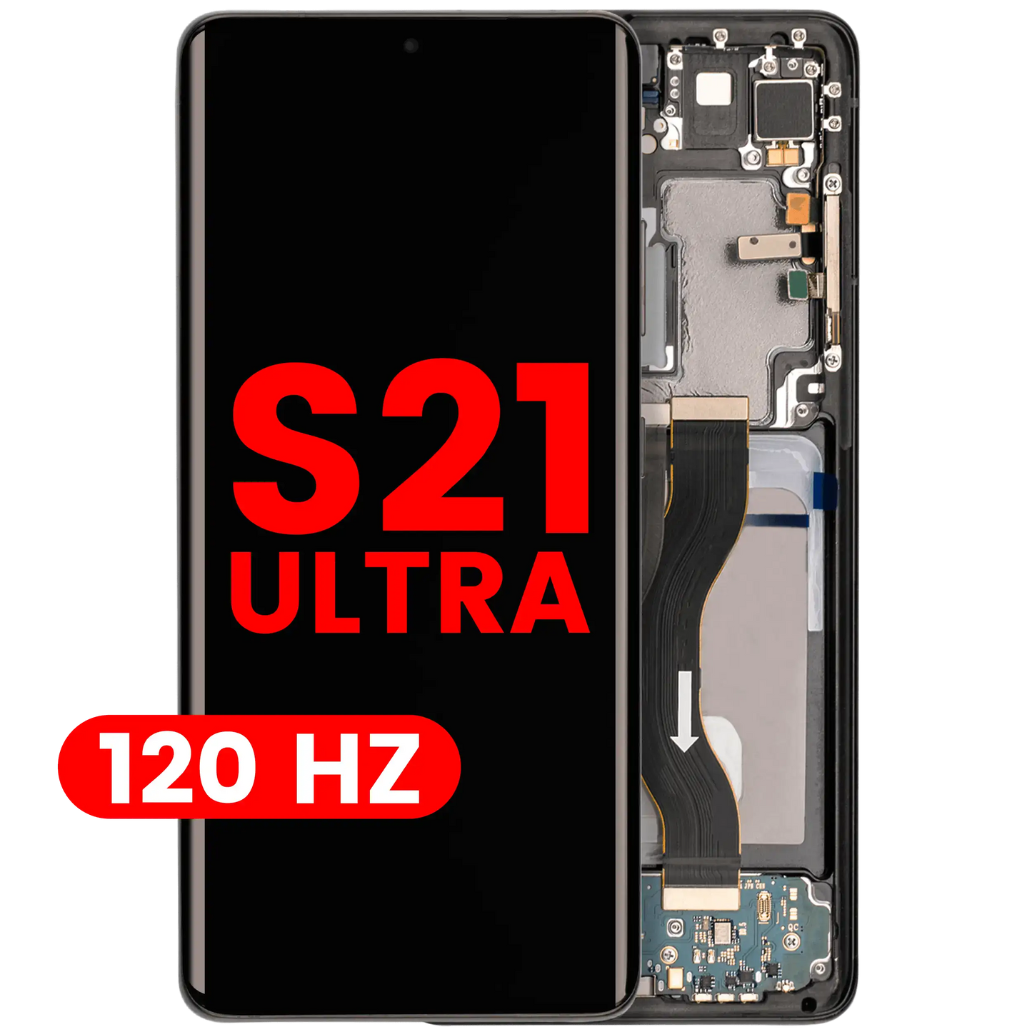 OLED Assembly With Frame For Samsung Galaxy S21 Ultra 5G (Aftermarket Plus) (120Hz) (Phantom Black)