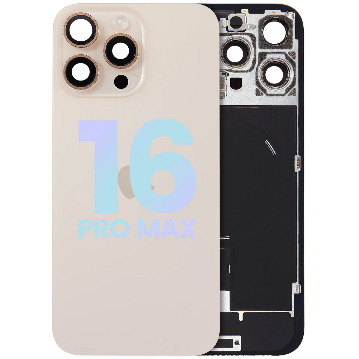 Back Glass w/ MagSafe Magnet & NFC & Flashlight Flex For iPhone 16 Pro Max (Service Pack) (Desert Titanium) — product photo 1