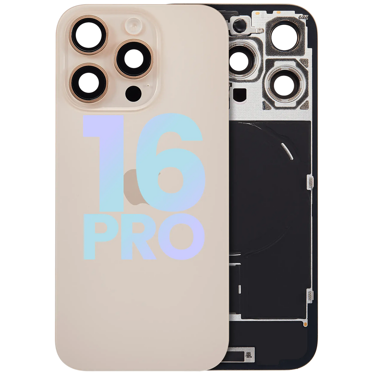 Back Glass w/ MagSafe Magnet & NFC & Flashlight Flex For iPhone 16 Pro (Service Pack) (Desert Titanium) — product photo 1