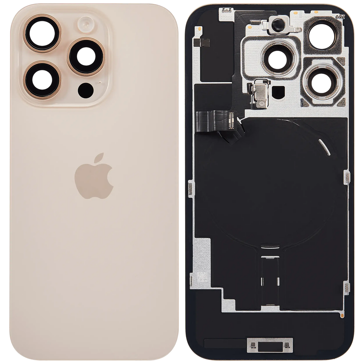 Back Glass w/ MagSafe Magnet & NFC & Flashlight Flex For iPhone 16 Pro (Service Pack) (Desert Titanium) — product photo 2