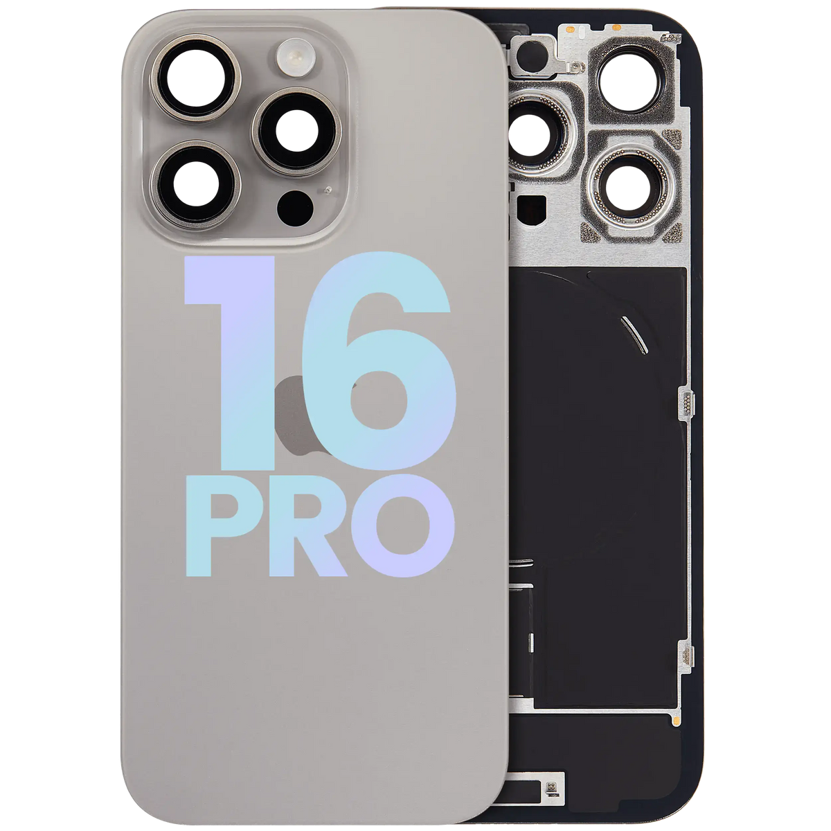 Back Glass w/ MagSafe Magnet & NFC & Flashlight Flex For iPhone 16 Pro (Service Pack) (Natural Titanium) — product photo 1