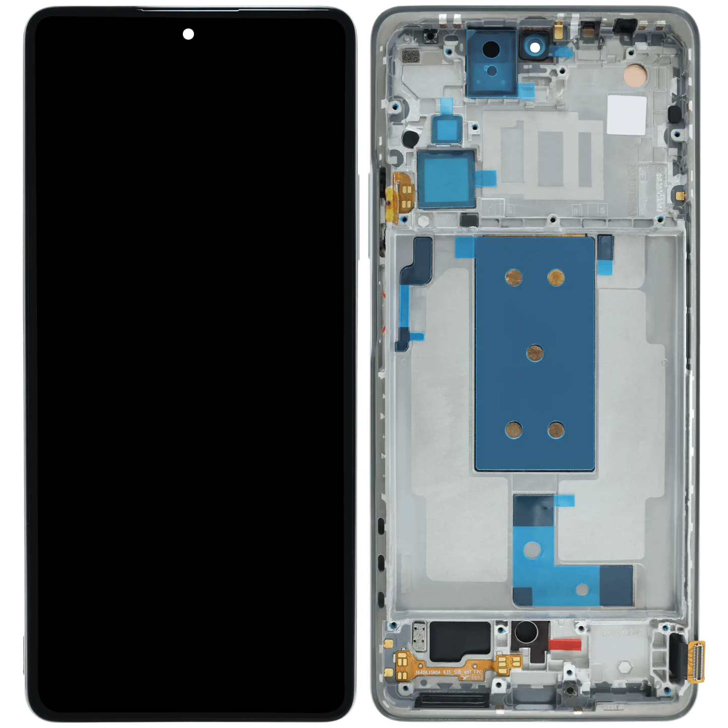 OLED Assembly With Frame For Xiaomi 11T / 11T Pro (Refurbished) (Celestial Blue) – phone repair part product angle – OLED Display Replacement for phone repair