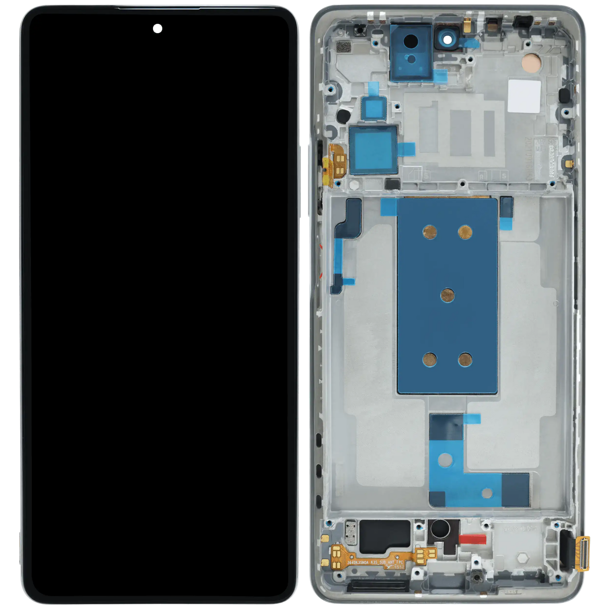 OLED Assembly With Frame For Xiaomi 11T / 11T Pro (Refurbished) (Celestial Blue) – phone repair part product angle – OLED Display Replacement for phone repair