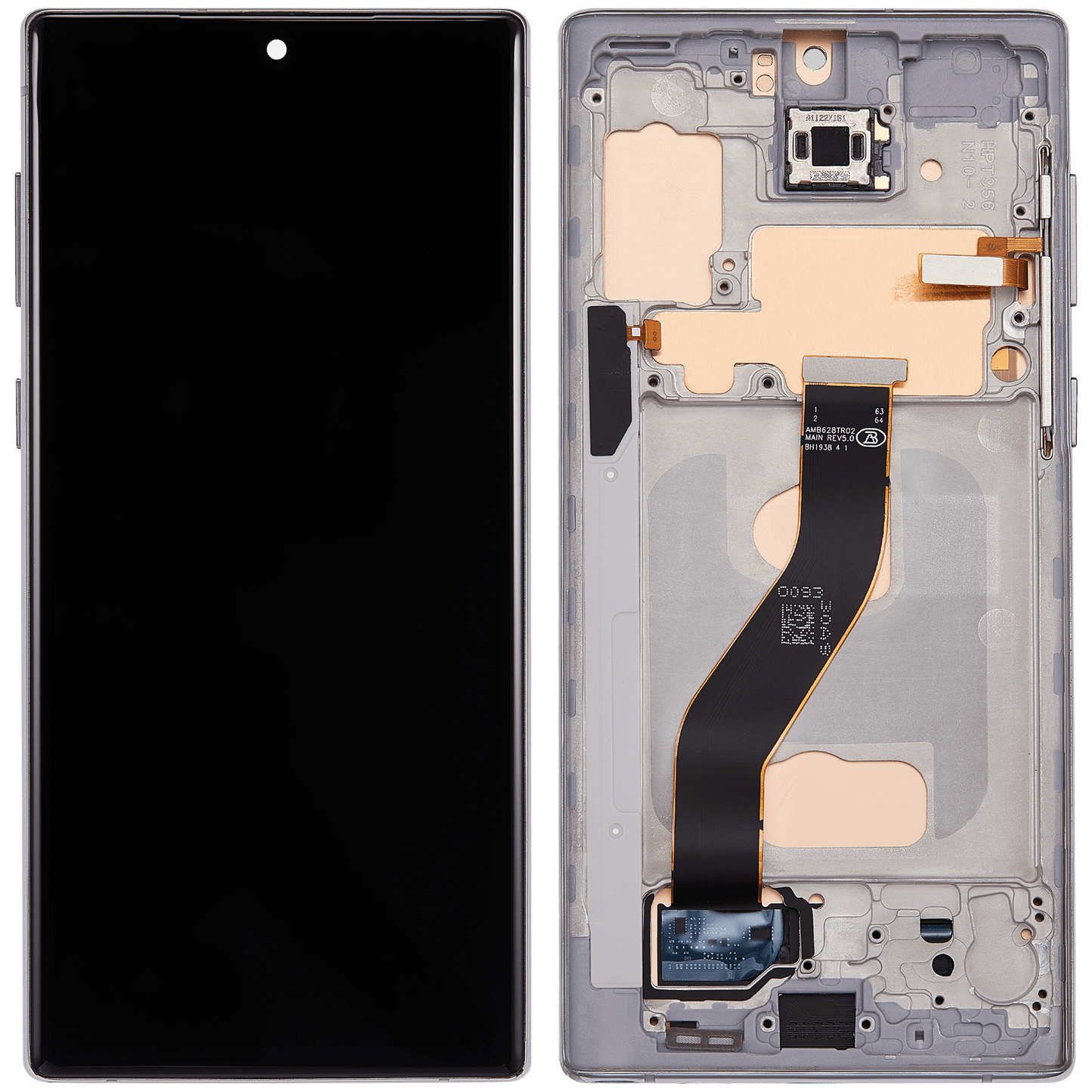 LCD Assembly With Frame (Without FingerPrint Sensor) For Samsung Galaxy Note 10 (US & International)(Aftermarket: Incell)(Aura Glow / Silver)
