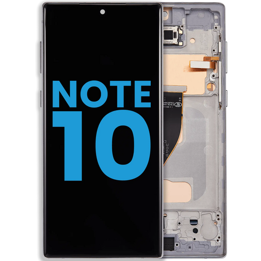 LCD Assembly With Frame (Without FingerPrint Sensor) For Samsung Galaxy Note 10 (US & International)(Aftermarket: Incell)(Aura Glow / Silver)