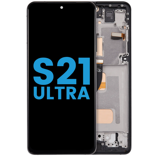 LCD Assembly With Frame (Without FingerPrint Sensor) For Samsung Galaxy S21 Ultra (US & International)(Aftermarket: Incell)(Phantom Black)