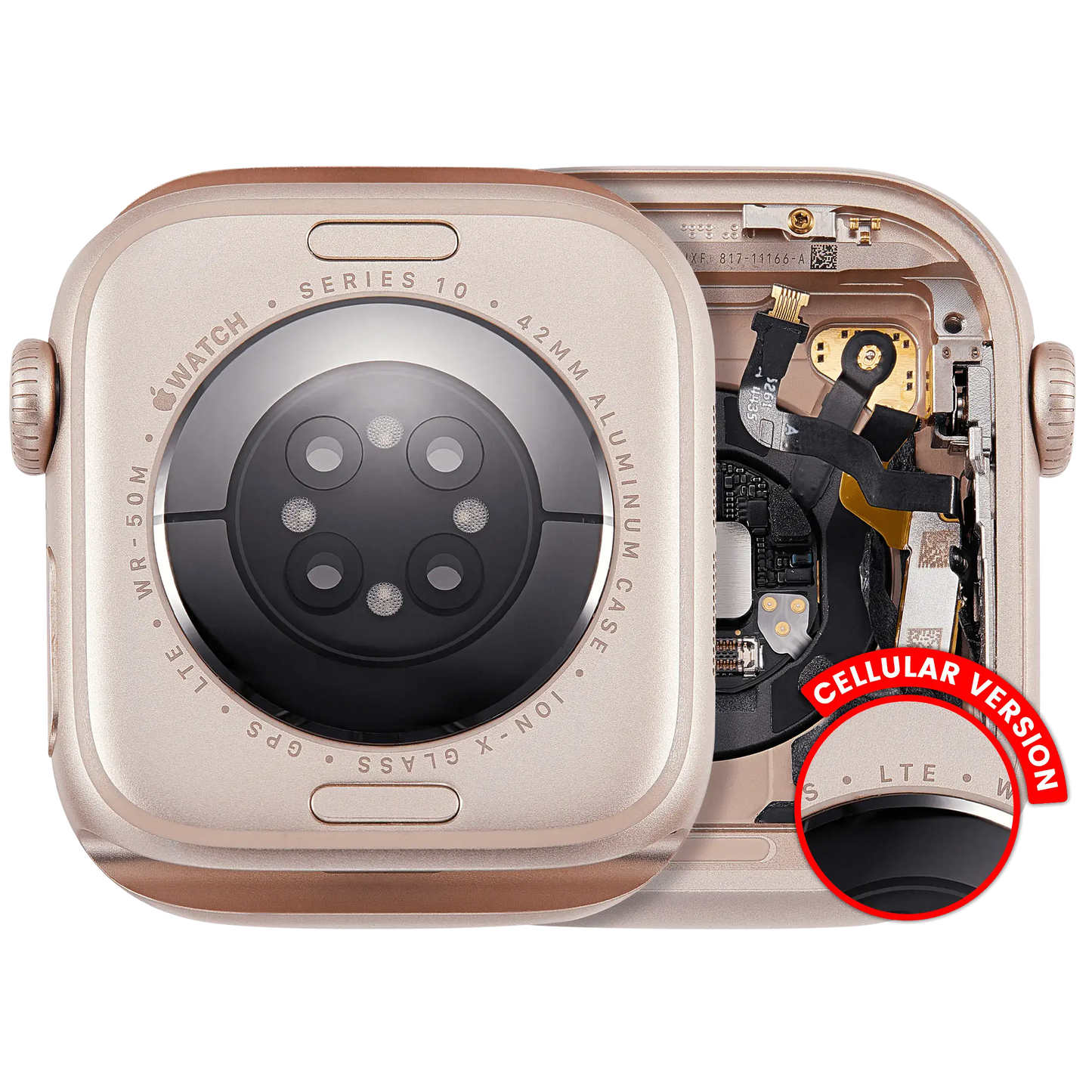 Housing Assembly Compatible For Watch Series 10 (42MM) (LTE Version) (Titanium / Gold)