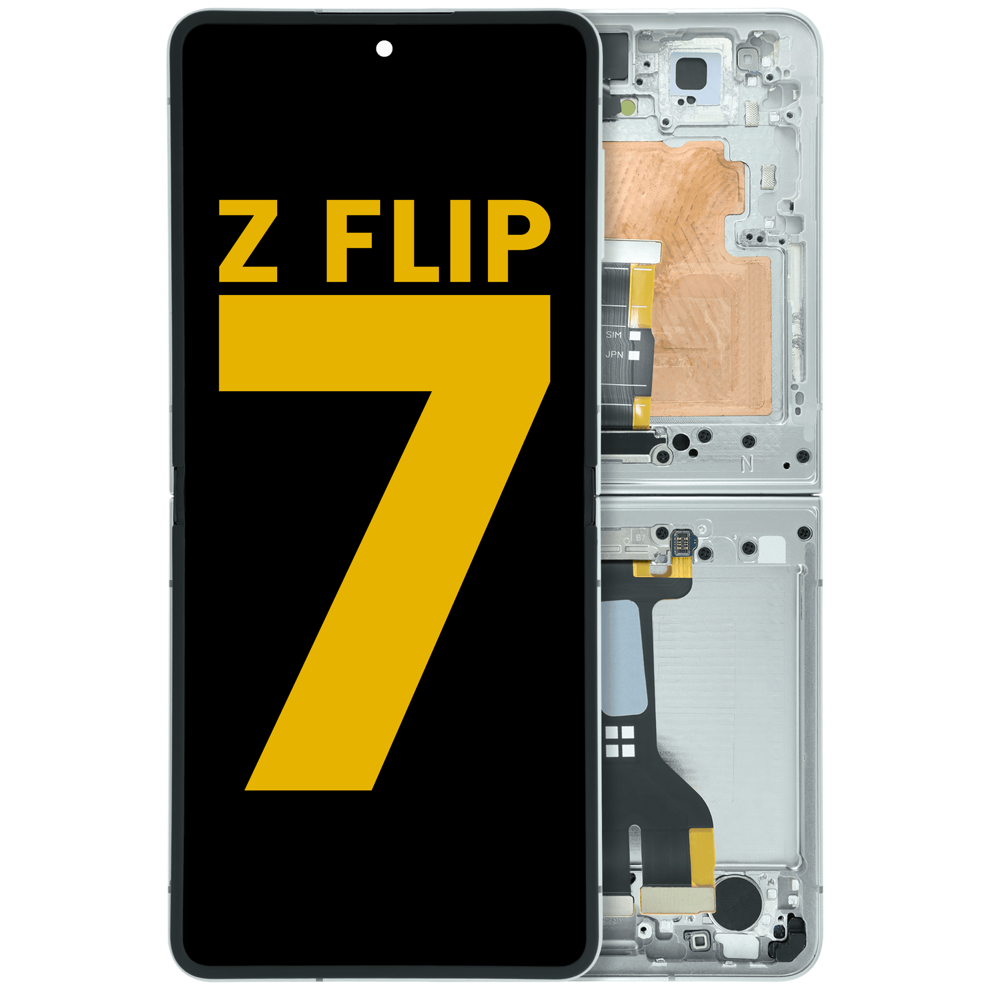 Inner OLED Assembly With Frame For Samsung Galaxy Z Flip 7 5G (US & International) (Refurbished) (White) - Replacement iPhone Parts