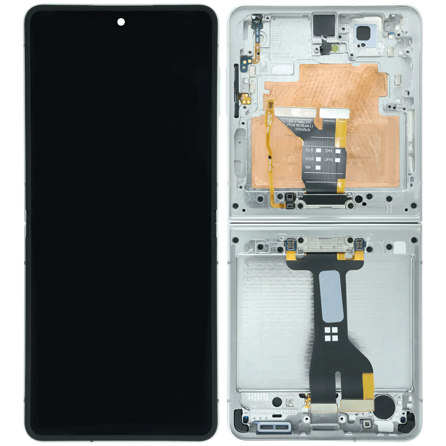 Inner OLED Assembly With Frame For Samsung Galaxy Z Flip 7 5G (US & International) (Refurbished) (White) - Replacement iPhone Parts