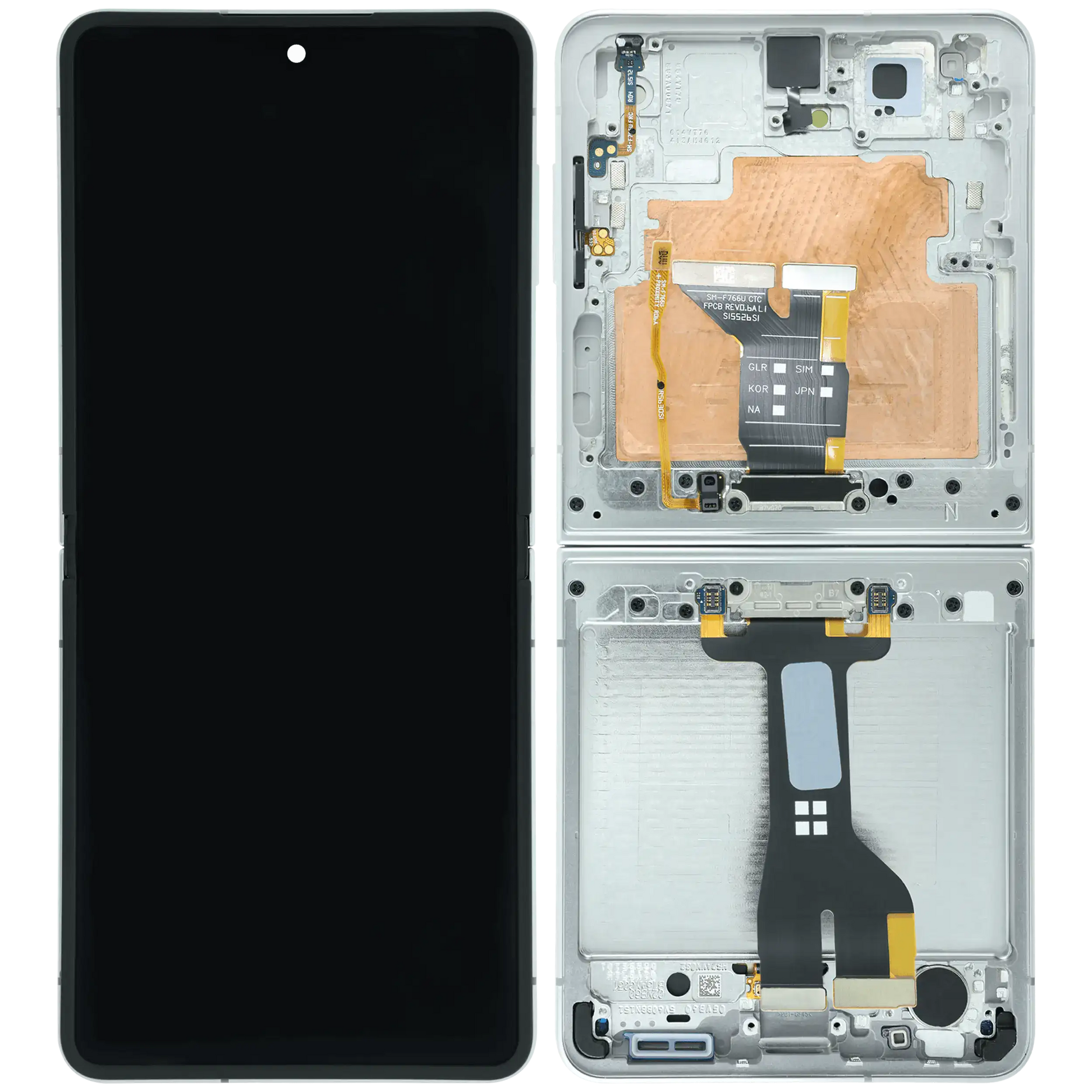 Inner OLED Assembly With Frame For Samsung Galaxy Z Flip 7 5G (US & International) (Refurbished) (White) - Replacement iPhone Parts