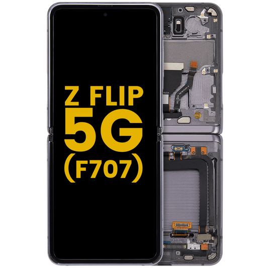 Inner OLED Assembly With Frame For Samsung Galaxy Z Flip 5G (F707) (Refurbished) (Mirror Black) - Main View