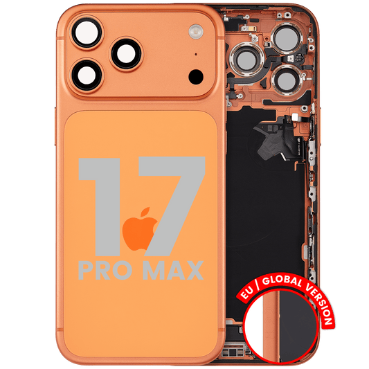 Back Housing W/ Charging Port Flex & Small Parts Compatible For iPhone 17 Pro Max (EU / Global Version) (Used OEM Pull: Grade A) (Cosmic Orange) — product photo 1