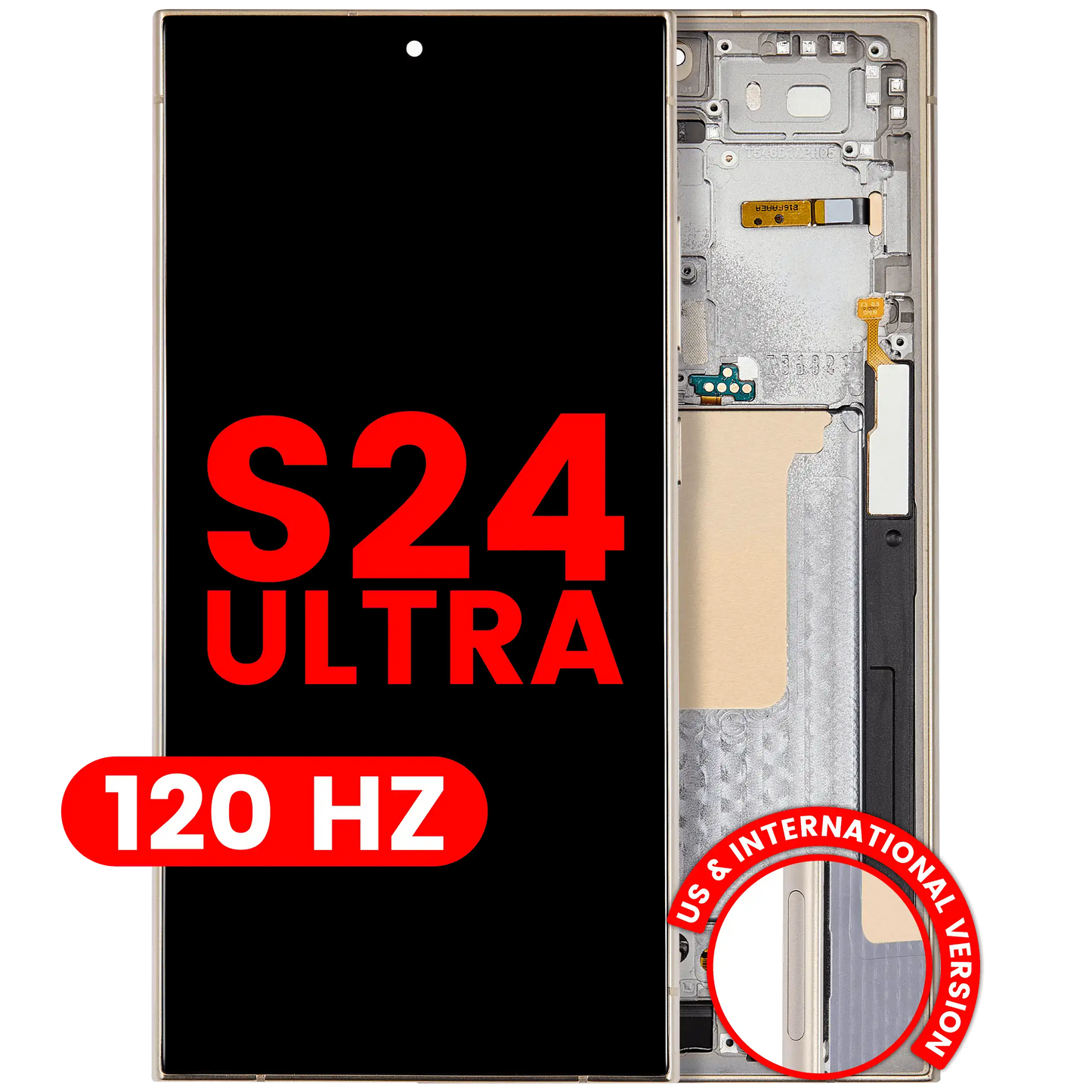 OLED Assembly With Frame For Samsung Galaxy S24 Ultra (US & International Version) (Aftermarket Plus) (120Hz) (Titanium Yellow)