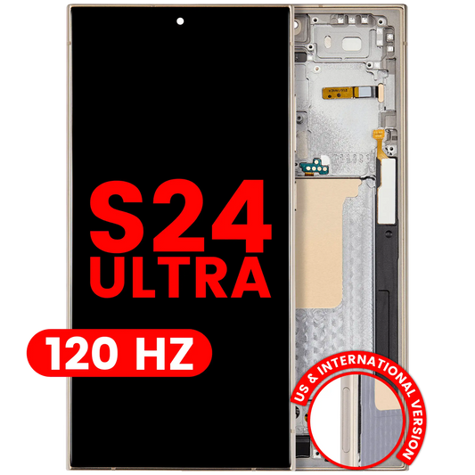 OLED Assembly With Frame For Samsung Galaxy S24 Ultra (US & International Version) (Aftermarket Plus) (120Hz) (Titanium Yellow)