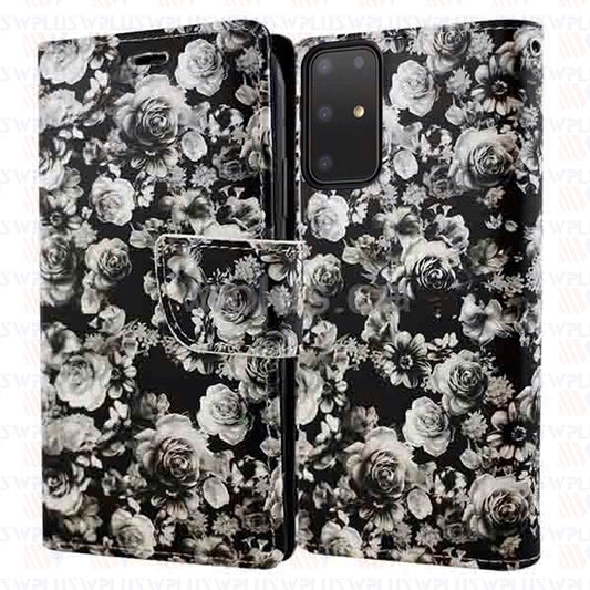 Black Floral Wallets for Samsung Galaxy S20 Plus