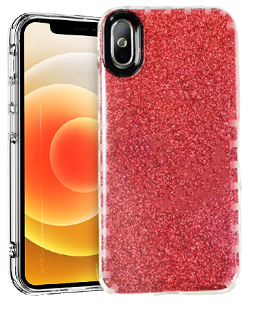 Glitter Silicone Case For iPhone X/XS RED