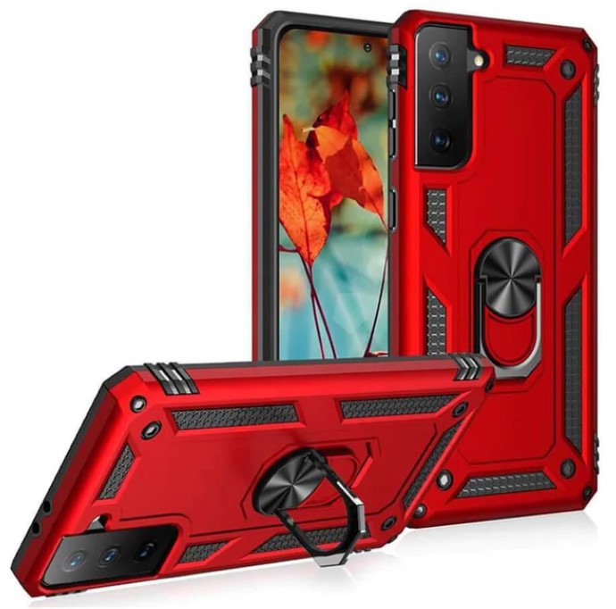 Red Hybrid Ring Case for Samsung S21