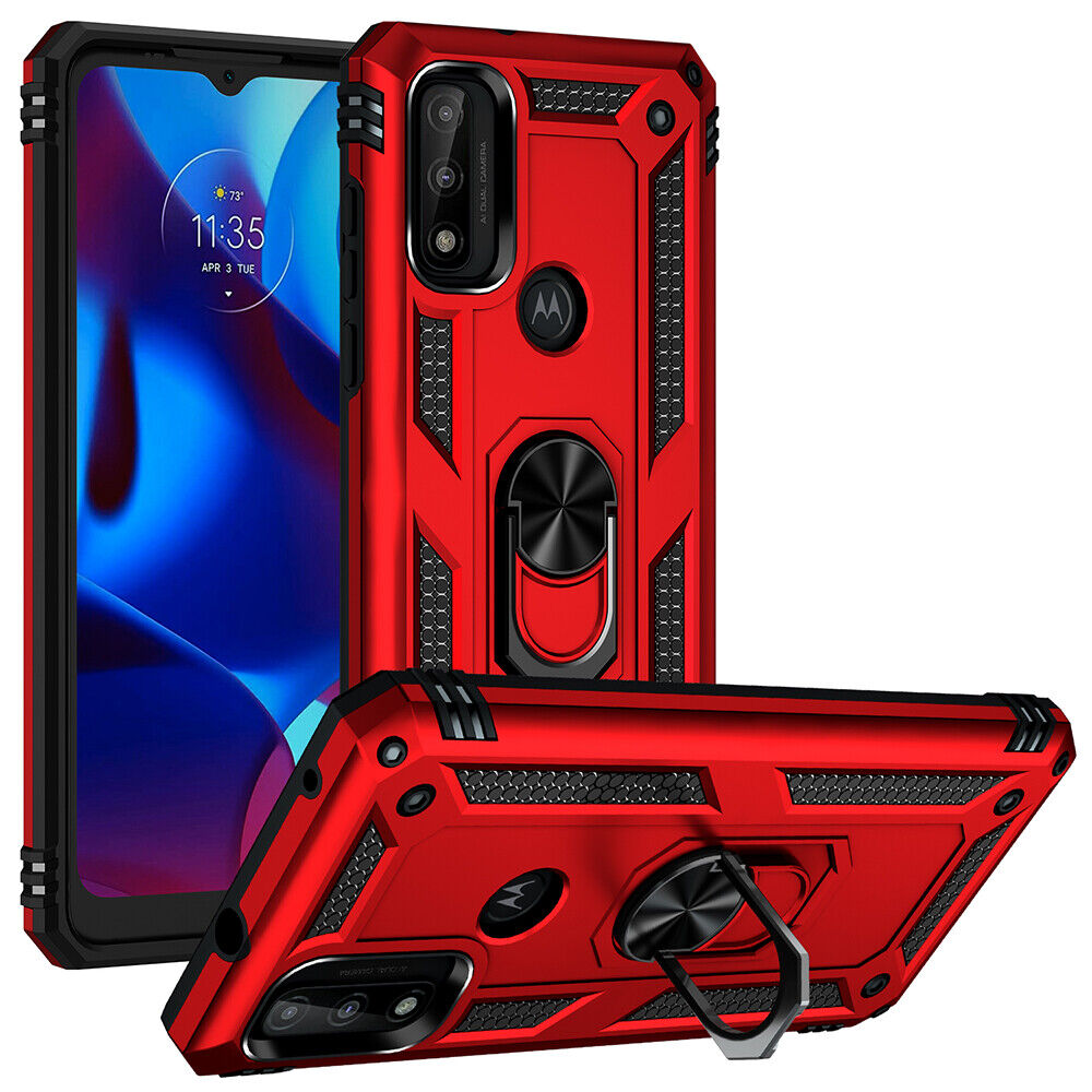 Red Hybrid Ring Case for Motorola G PLAY 2023