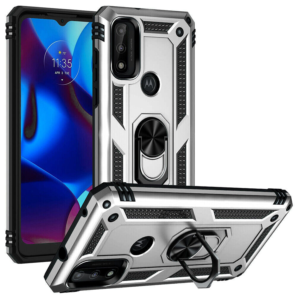 Silver Hybrid Ring Case for Motorola G PLAY 2023