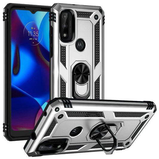 Silver Hybrid Ring Case for Motorola G POWER 2022