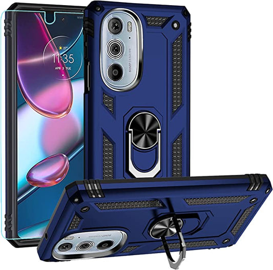 Blue Navy Hybrid Ring Case for Motorola EDGE (2022)