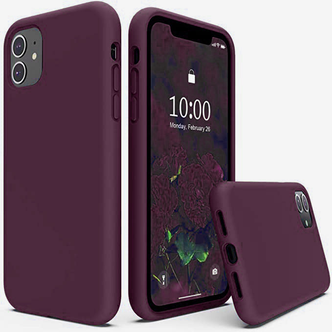 No Logo Silicone burgundy Case For iPhone 11