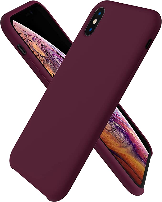 No Logo Silicone burgundy Case For iPhone X iPhone Xs