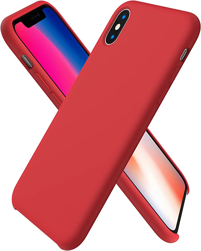 No Logo Silicone Red Hybrid Case For iPhone X iPhone XS