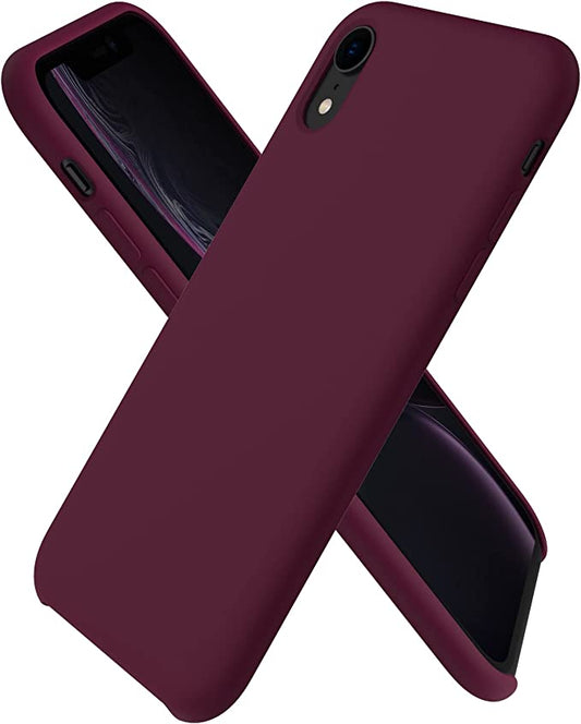 No Logo Silicone burgundy Case For iPhone Xr