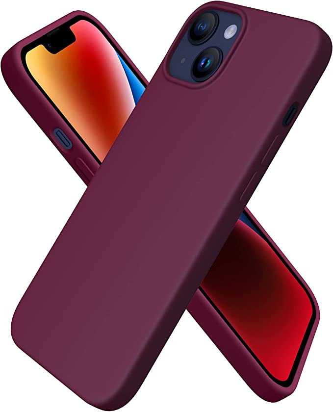 No Logo Silicone burgundy Case For iPhone 13 MINI