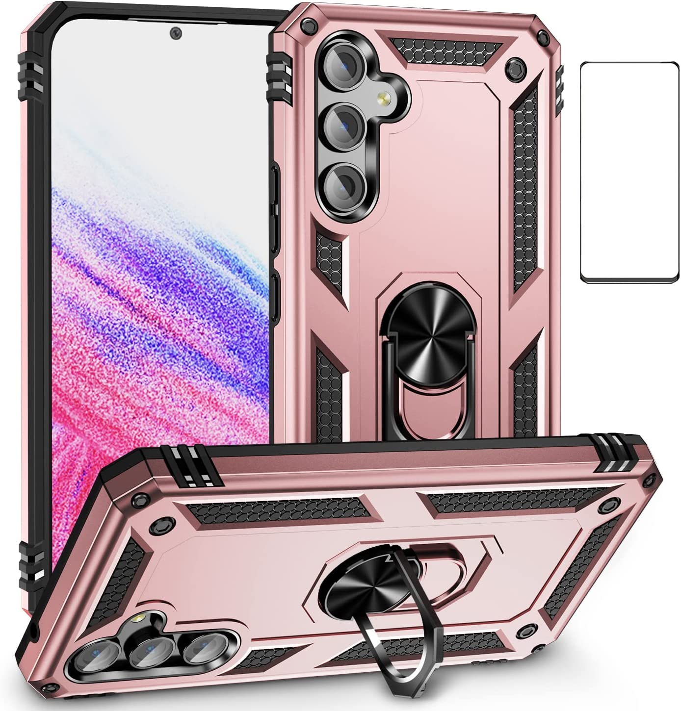 Rose Gold Hybrid Ring Case for Samsung A54 5G