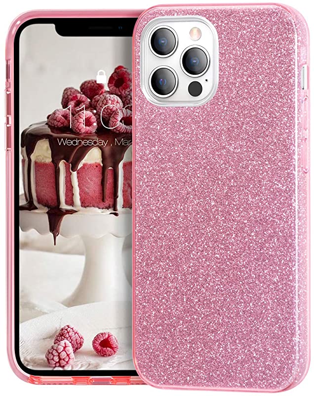 Glitter Silicone Pink Case For iPhone 15
