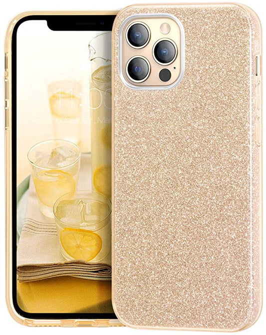 Glitter Silicone Gold Case For iPhone 15