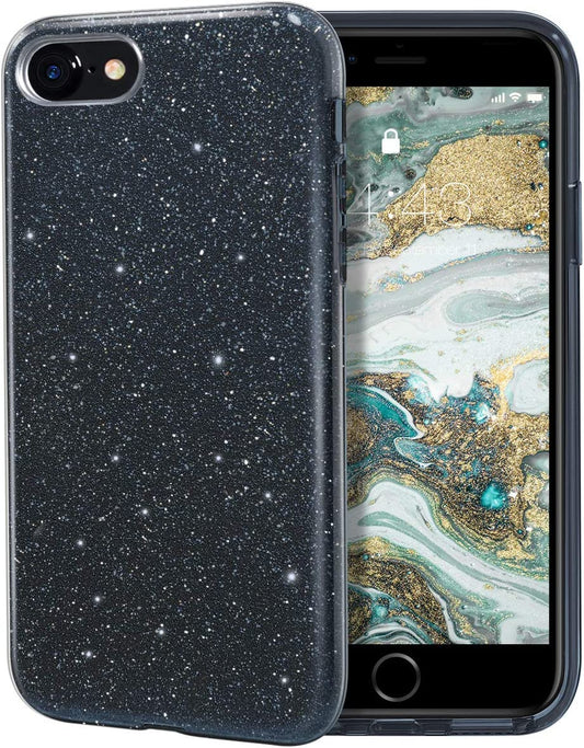 Glitter Silicone Black Case For iPhone 7 iPhone 8