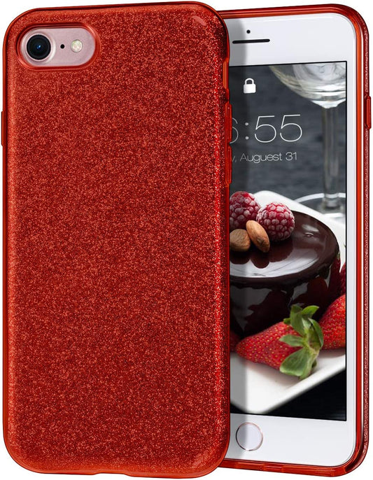 Glitter Silicone Red Case For iPhone 7 iPhone 8