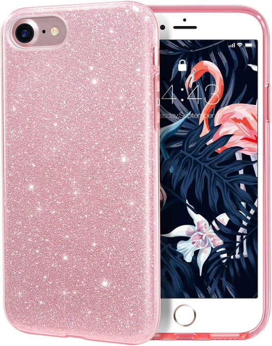Glitter Silicone Pink Case For iPhone 7 iPhone 8