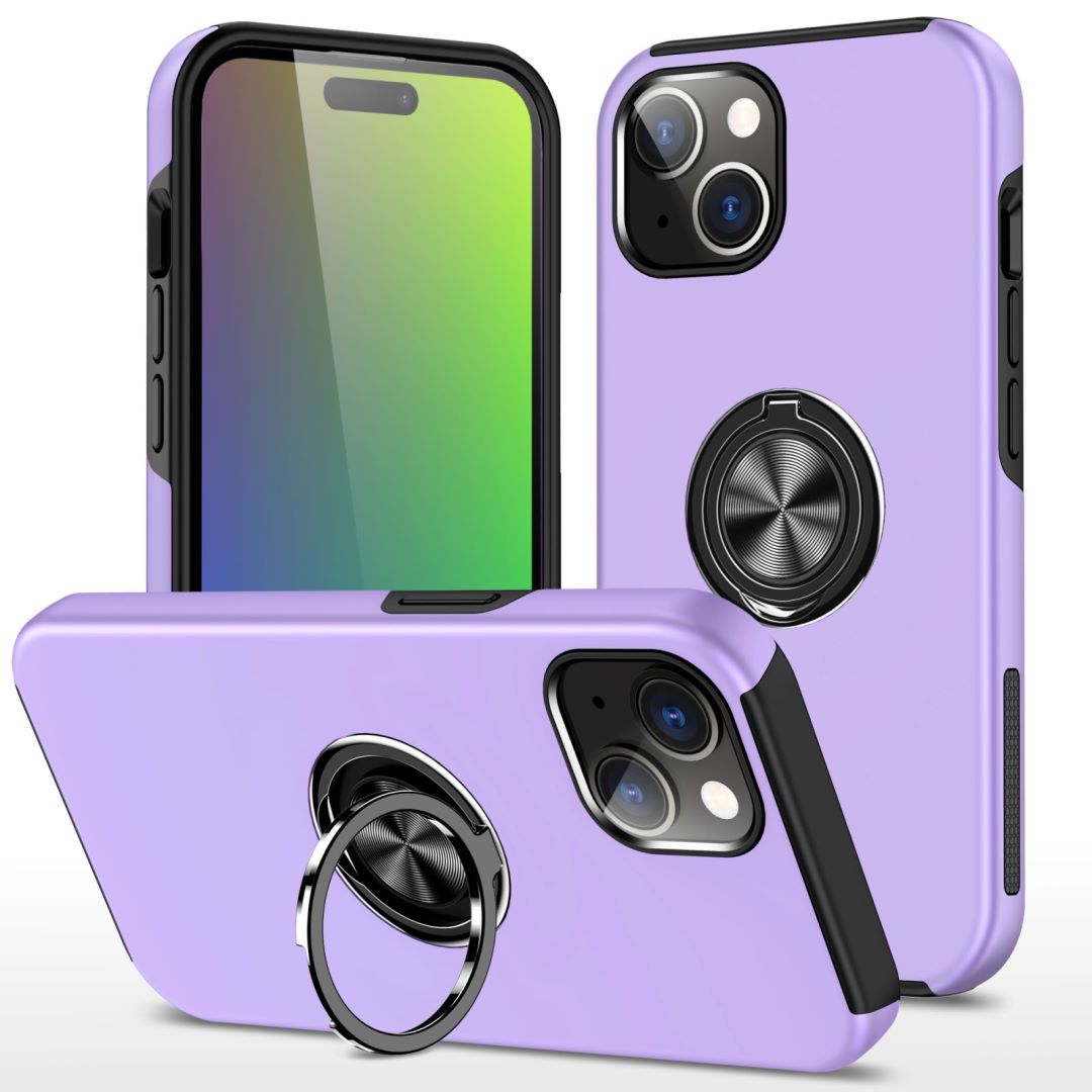 Hybrid Ring Case for iPhone 15 Purple
