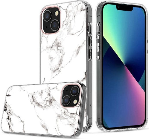 Clear Graphic Case (White Marble) for iPhone 15