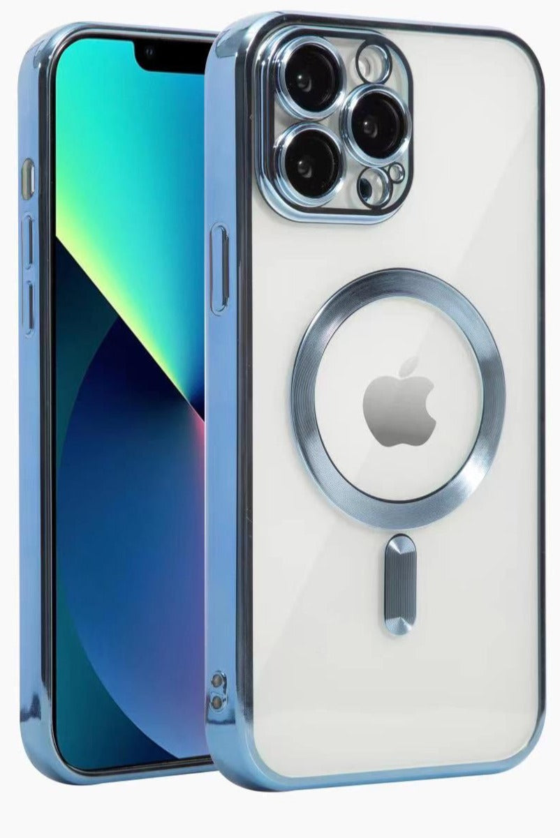 Clear Case Magsafe Camera Lens For iPhone 15 Plus Blue