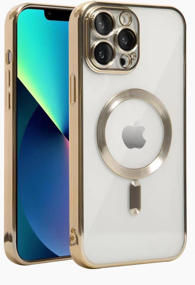 Clear Case Magsafe Camera Lens For iPhone 15 Plus Gold