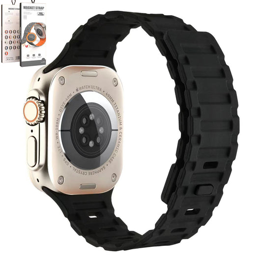 BLACK MAGNETIC STRAP W/CLIP - 42/44/45/49 MM