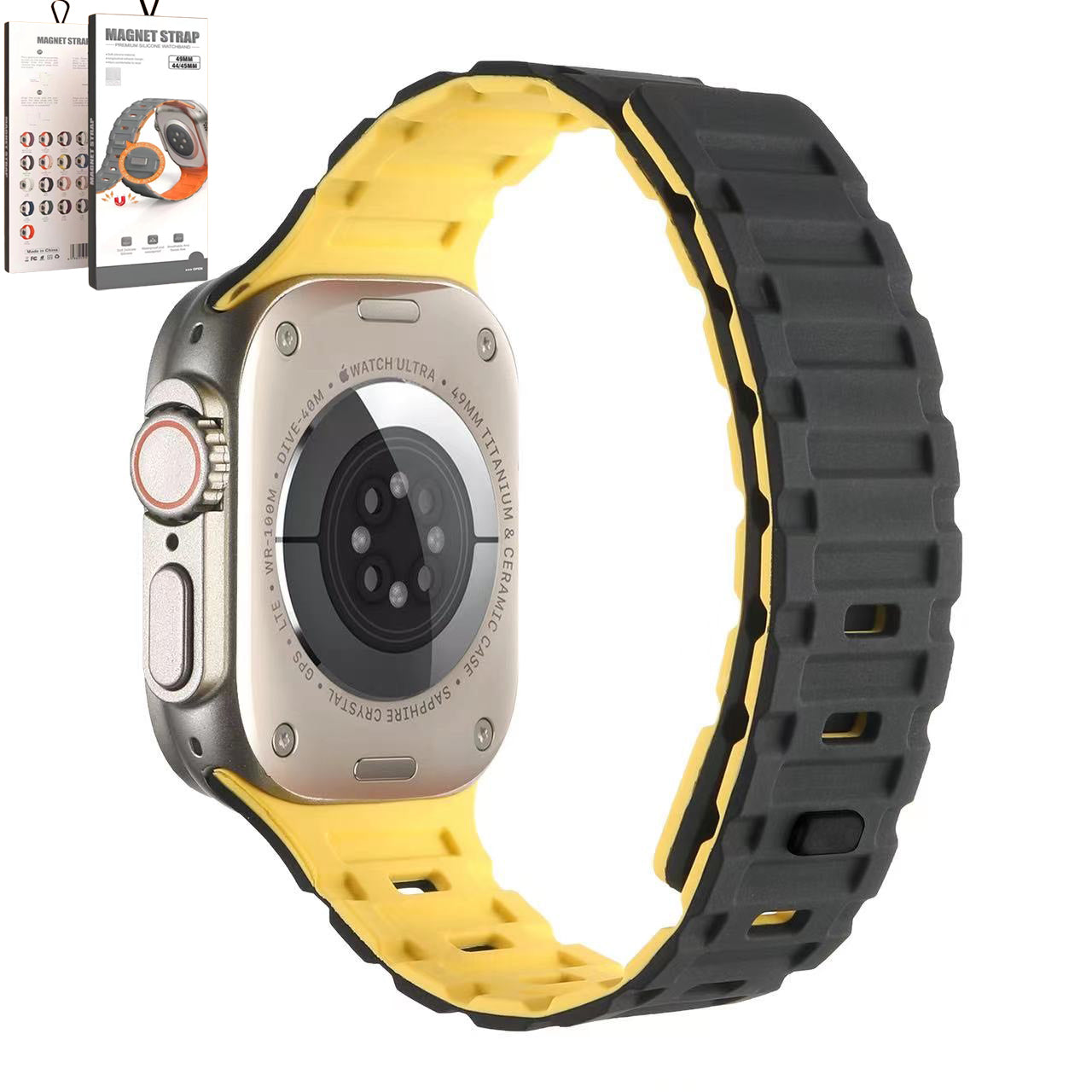 BLK/YLW MAGNETIC STRAP W/CLIP - 38/40/41 MM
