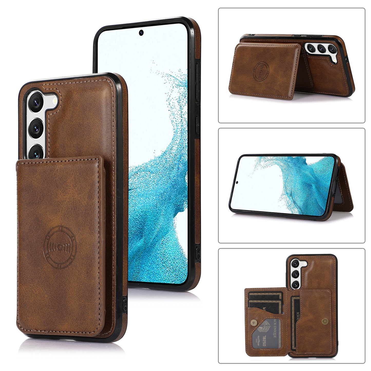 Rear Card Flip Side Brown Case for Samsung S23 FE