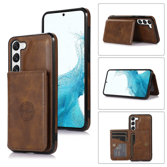 Rear Card Flip Side Brown Case for Samsung S23 FE