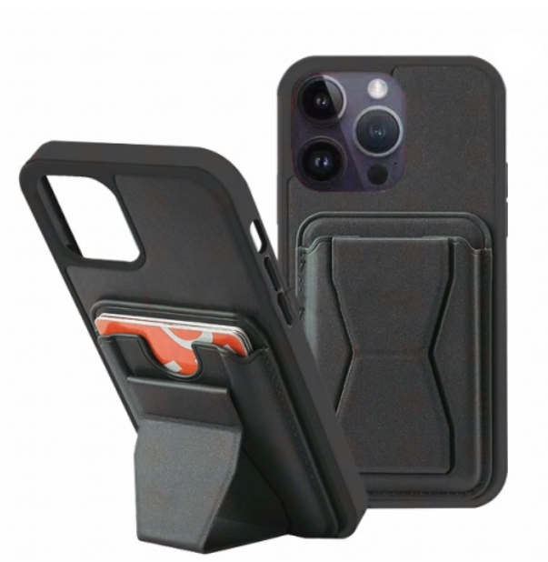 Rear Card Flap Side Case For Apple iPhone 15 Black
