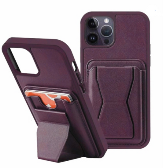 Rear Card Flap Side Case For Apple iPhone 15 Deep Purple